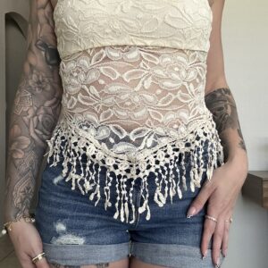 Lace Me Down Fringe Top