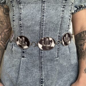 Cow print Cactus Concho Belt